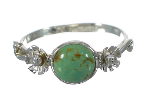 Turquoise And Silver Southwestern Flower Ring Size 6-1/4 YX90818